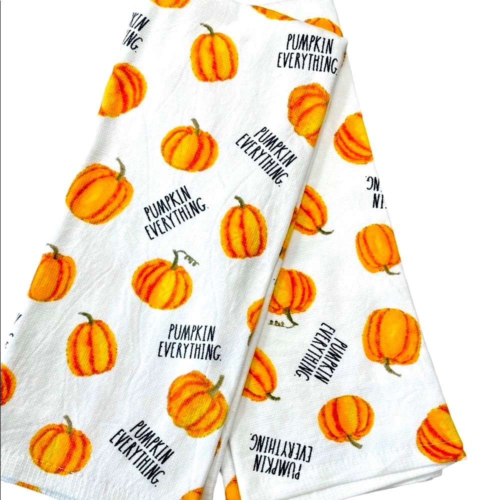 NEW Rae Dunn PUMPKIN EVERYTHING Kitchen Towel Set